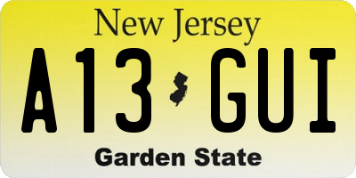 NJ license plate A13GUI