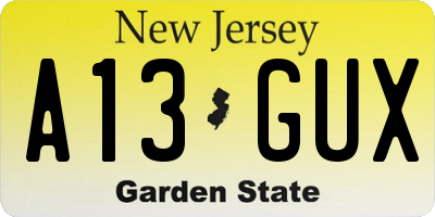 NJ license plate A13GUX