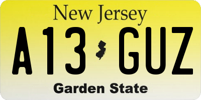 NJ license plate A13GUZ