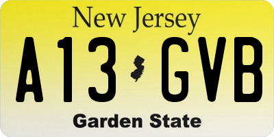NJ license plate A13GVB