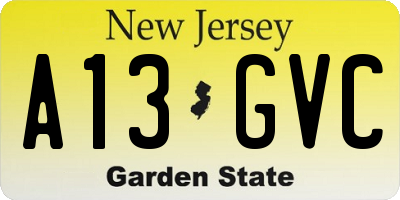 NJ license plate A13GVC
