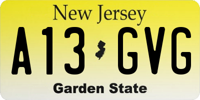 NJ license plate A13GVG