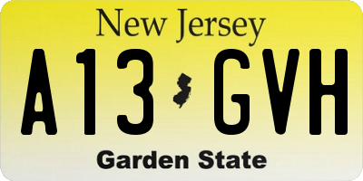 NJ license plate A13GVH