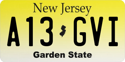NJ license plate A13GVI