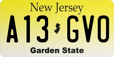 NJ license plate A13GVO