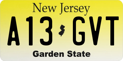 NJ license plate A13GVT