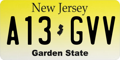 NJ license plate A13GVV