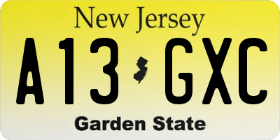 NJ license plate A13GXC