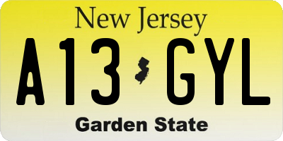 NJ license plate A13GYL