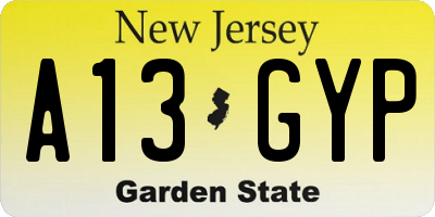 NJ license plate A13GYP