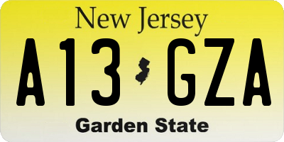 NJ license plate A13GZA