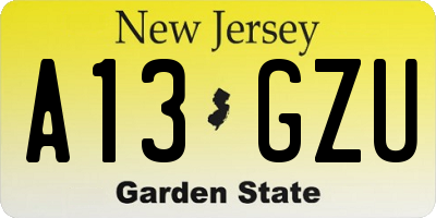 NJ license plate A13GZU