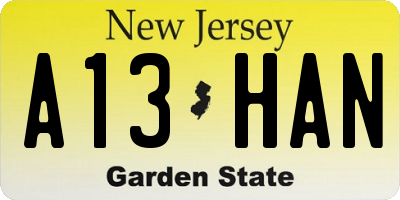 NJ license plate A13HAN