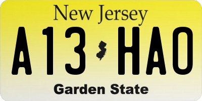 NJ license plate A13HAO