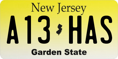 NJ license plate A13HAS