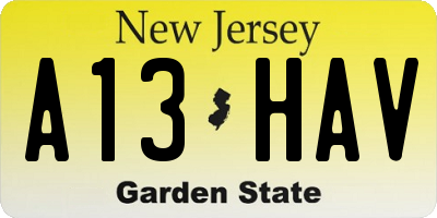 NJ license plate A13HAV