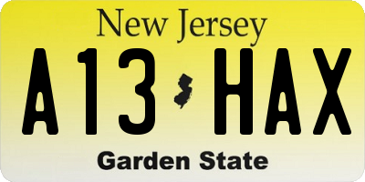 NJ license plate A13HAX