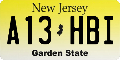 NJ license plate A13HBI