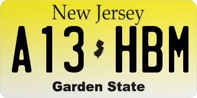 NJ license plate A13HBM