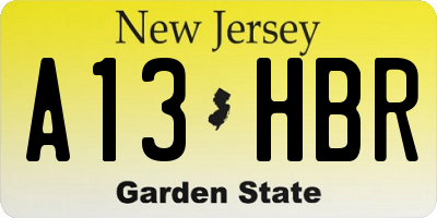 NJ license plate A13HBR