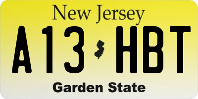 NJ license plate A13HBT
