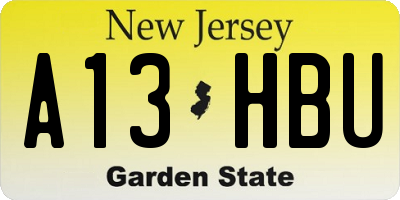 NJ license plate A13HBU