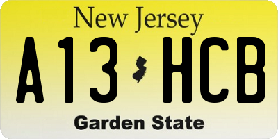 NJ license plate A13HCB