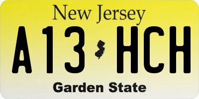 NJ license plate A13HCH