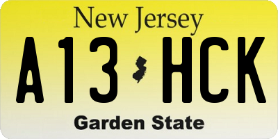 NJ license plate A13HCK