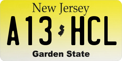 NJ license plate A13HCL