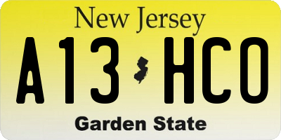 NJ license plate A13HCO