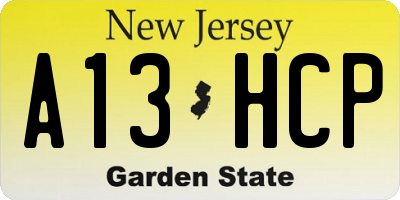 NJ license plate A13HCP