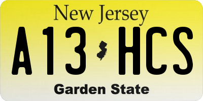 NJ license plate A13HCS