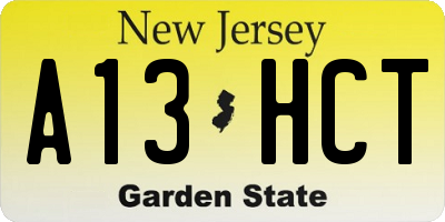 NJ license plate A13HCT