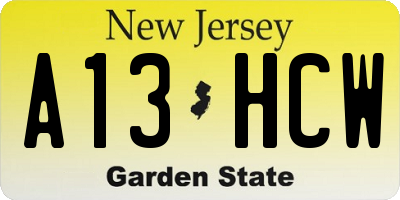 NJ license plate A13HCW