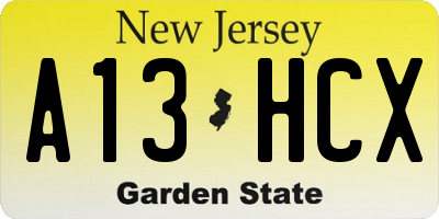 NJ license plate A13HCX