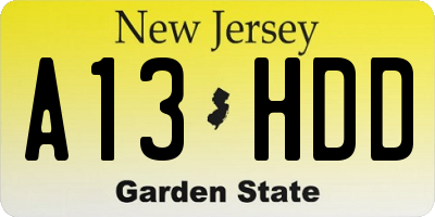 NJ license plate A13HDD