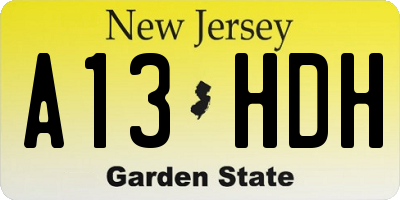 NJ license plate A13HDH