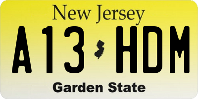 NJ license plate A13HDM