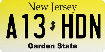 NJ license plate A13HDN