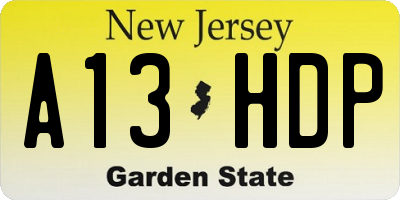 NJ license plate A13HDP