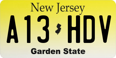 NJ license plate A13HDV