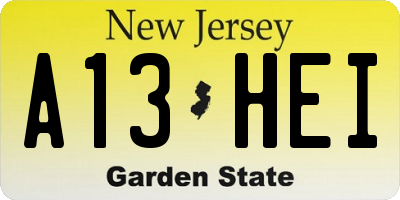 NJ license plate A13HEI