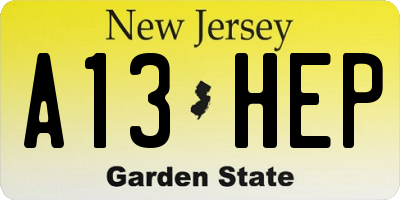 NJ license plate A13HEP