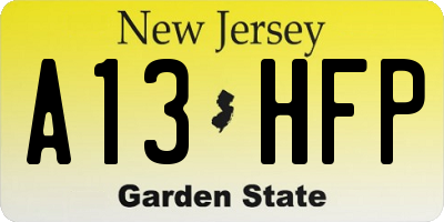 NJ license plate A13HFP