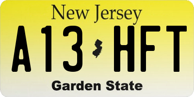 NJ license plate A13HFT