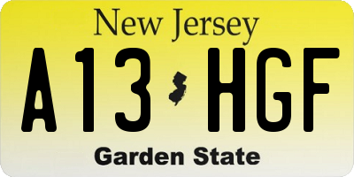 NJ license plate A13HGF