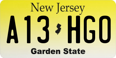 NJ license plate A13HGO
