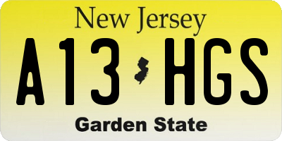 NJ license plate A13HGS