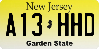 NJ license plate A13HHD